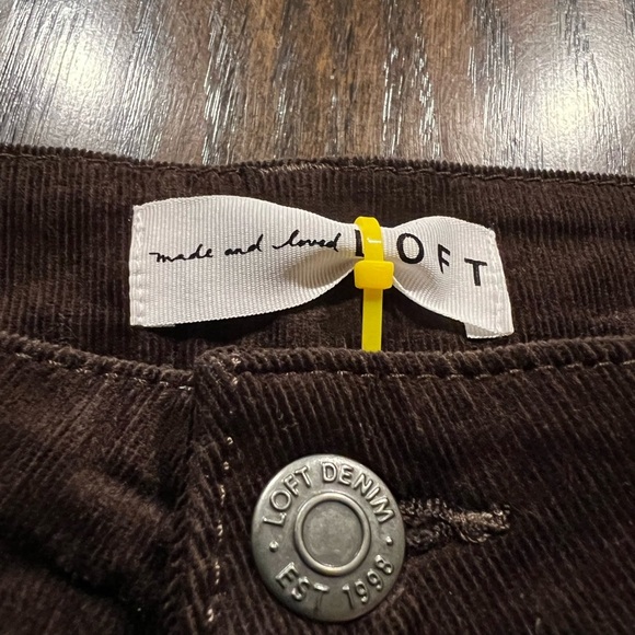 Loft The Slim Fit High Rise Curvy Brown Corduroy Pants Size 34/18 Work Casua - Picture 8 of 12